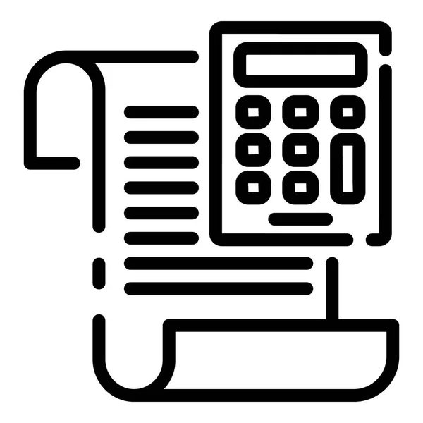 Kalkulator ikona faktury pieniężnej, styl konspektu — Wektor stockowy