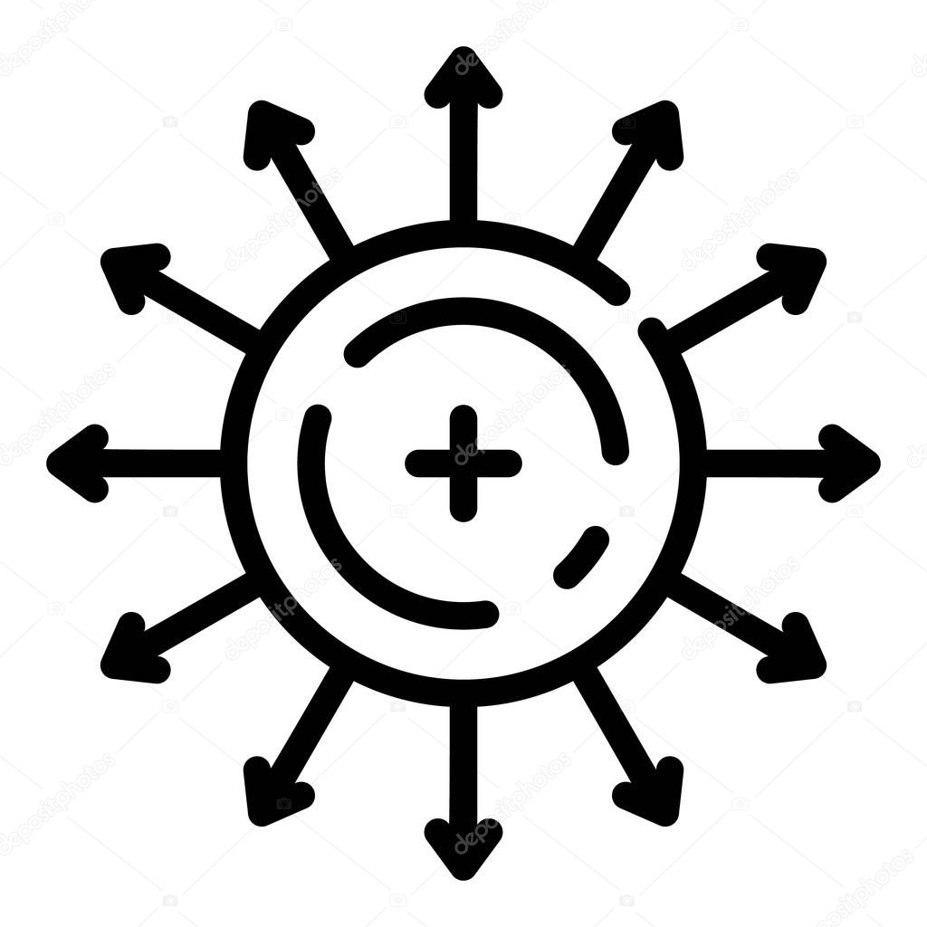 Direction of electron motion icon, outline style