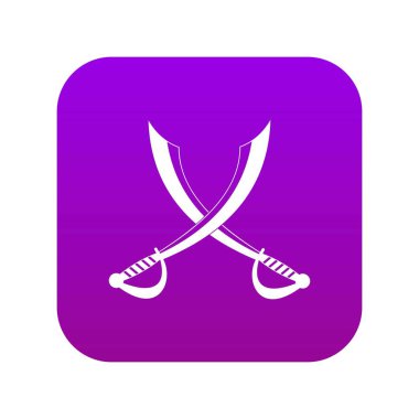 Çapraz sabers simgesi dijital mor
