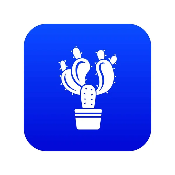 Kaktus im Topf Symbol blauer Vektor — Stockvektor