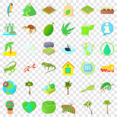 Icons set geri dönüşüm, karikatür tarzı