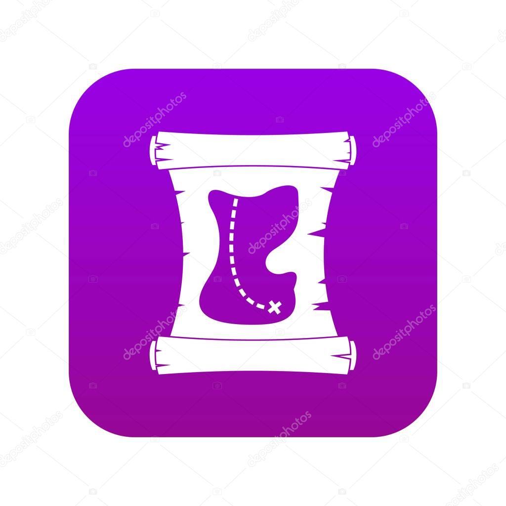 Treasure map icon digital purple for any design isolated on white vector illustration