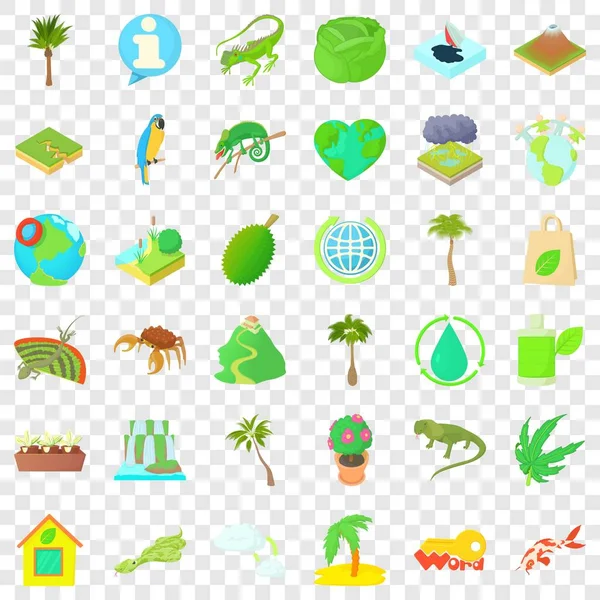 Earth icons set, cartoon style — Stock Vector