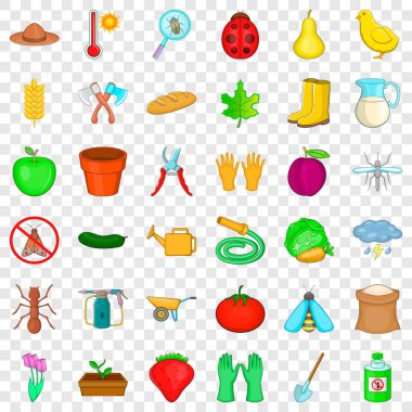 Bahçe iş Icons set, karikatür tarzı