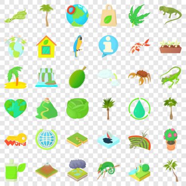 Çim Icons set, karikatür tarzı