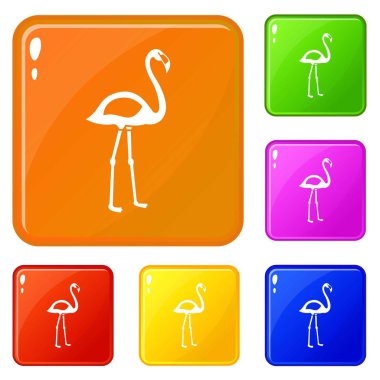 Flamingo simgeleri vektör rengini ayarlar