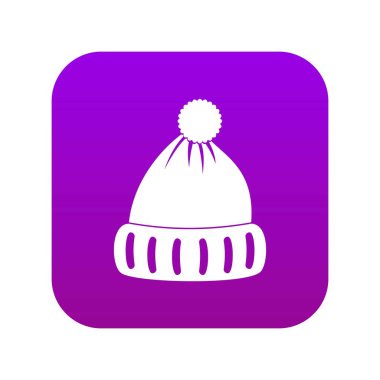 Woolen şapka simgesi dijital mor