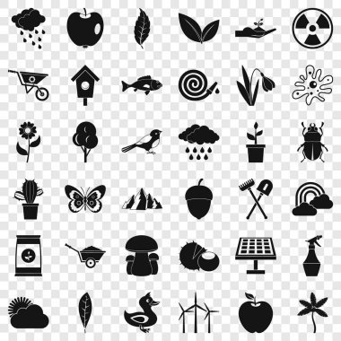 Yel değirmeni Icons set, basit tarzı