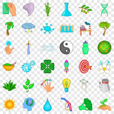 Enerji Icons set, karikatür tarzı