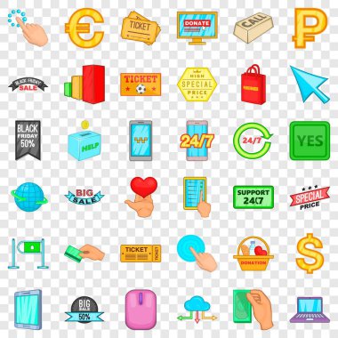 Elektronik ticaret Icons set, karikatür tarzı