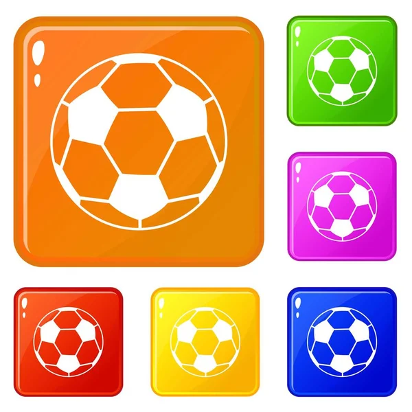 Ícones de bola de futebol definir cor vetorial — Vetor de Stock