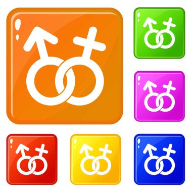 Cinsiyet sembolü simgeleri vektör rengini ayarlar