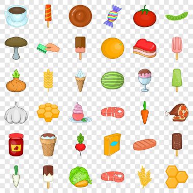 Icons set alışveriş, karikatür tarzı