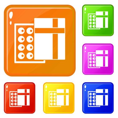 Çikolata simgeleri vektör renk ayarlamak ile Kutu