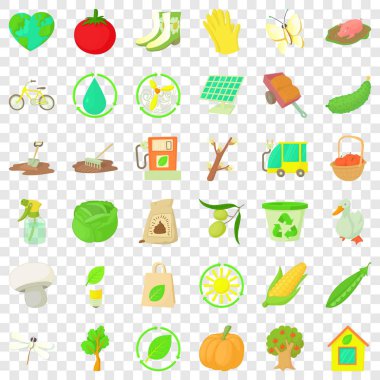 Market garden Icons set, karikatür tarzı