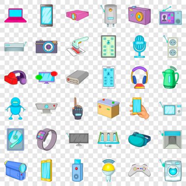 Mikrofon Icons set, karikatür tarzı