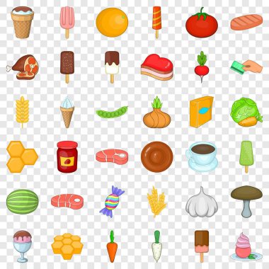 Sebze Icons set, karikatür tarzı