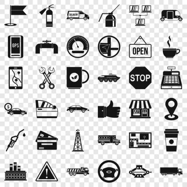 Benzin Icons set, basit tarzı