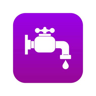 Su musluk simgesi dijital mor