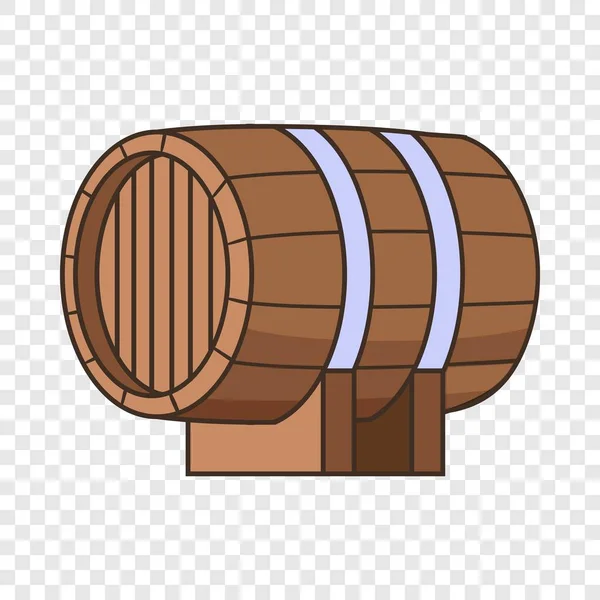 Icono de barril de madera horizontal, estilo de dibujos animados — Vector de stock