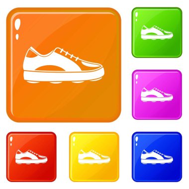 Golf ayakkabı simgeleri vektör renk ayarlamak