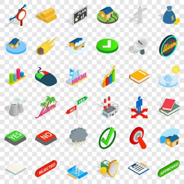 Icons set, izometrik stil reddetti