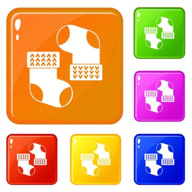 Bebek çorap simgeleri vektör renk ayarlamak