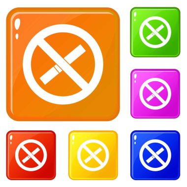 Sigara ikonlarını yasaklayan işaret vektör rengini ayarlıyor