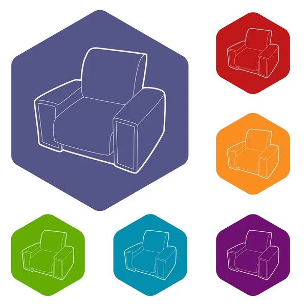 Sillón iconos vector hexaedro — Vector de stock