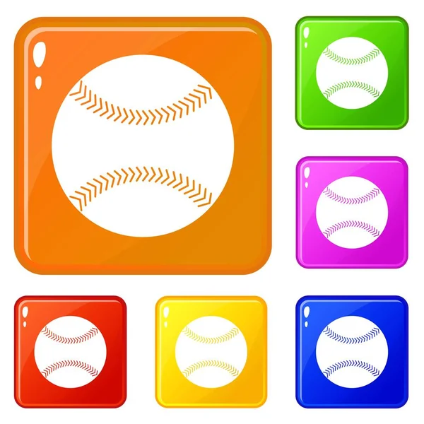 Baseball icons set vector color — Stock Vector