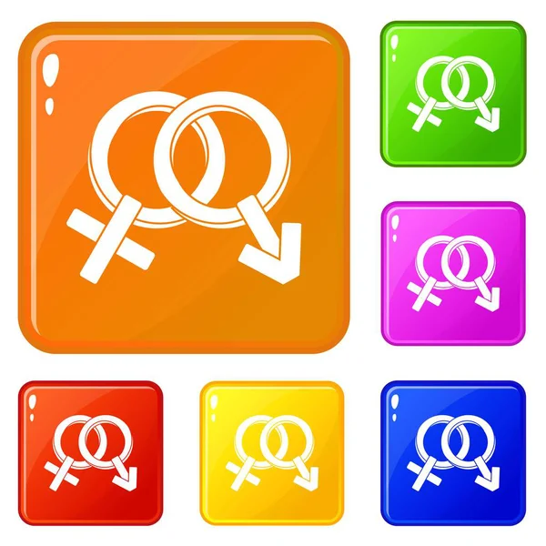 男性和女性标志图标设置矢量颜色 — 图库矢量图片