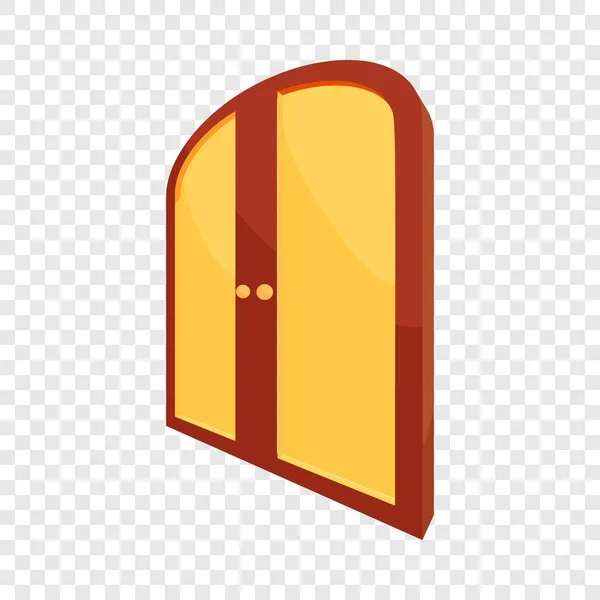 Ícone de porta amarelo duplo, estilo dos desenhos animados — Vetor de Stock