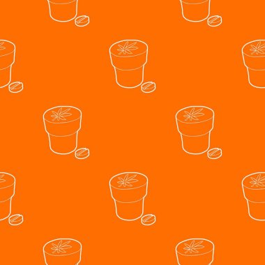 Tıbbi marihuana şişesi ve tablet desen vektör turuncu