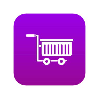 Büyük plastik süpermarket sepeti simgesi dijital mor