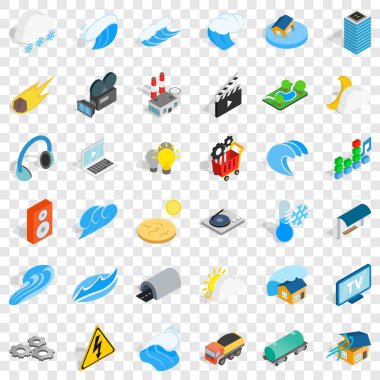 Enerji Icons set, izometrik stili