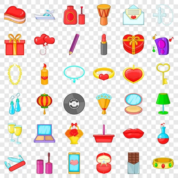 Doğum günü Icons set, karikatür tarzı