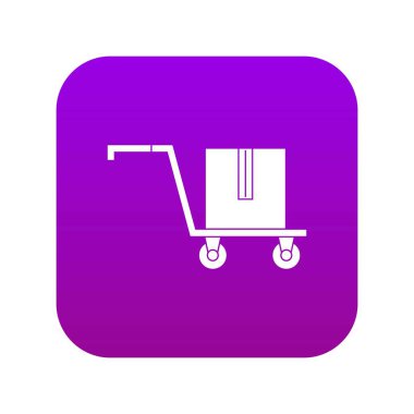 Kutu simgesi dijital mor ile teslimat sepeti