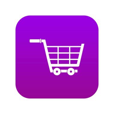 Büyük alışveriş arabası simgesi dijital mor