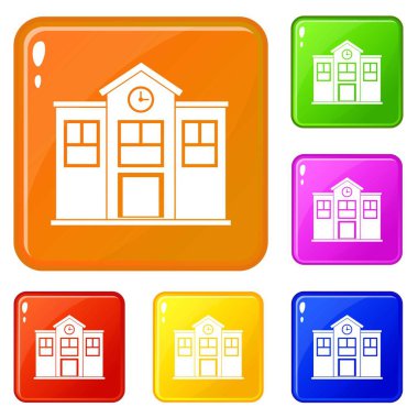 Okul simgeleri vektör rengini ayarlar