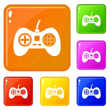 Video oyun konsolu denetleyici simgeleri vektör rengini ayarlar