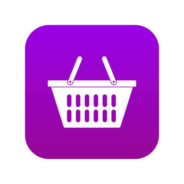 Plastik alışveriş sepeti simgesi dijital mor