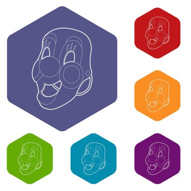 Palyaço maskesi simgeleri vektör hexahedron