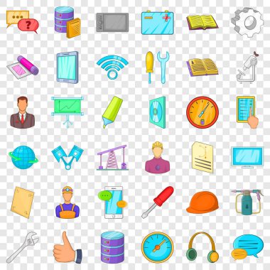 Icons set mühendislik, karikatür tarzı