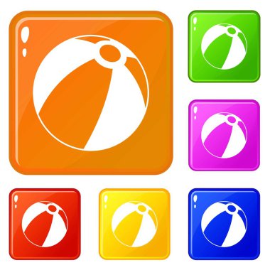 Plaj topu simgeler vektör renk ayarla