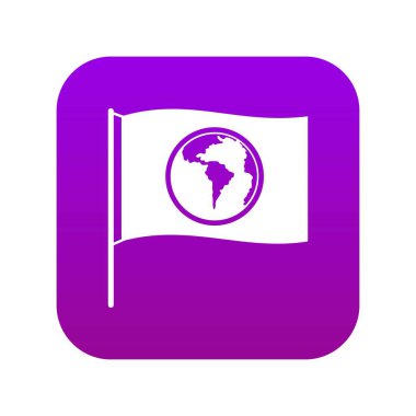 Dünya gezegen simgesi dijital mor ile bayrak