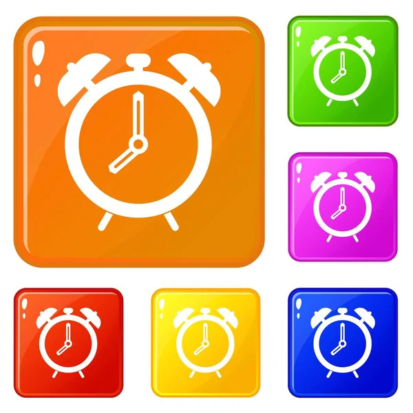 Despertador iconos de reloj conjunto vector de color — Vector de stock