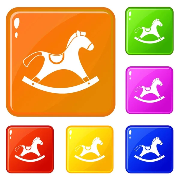 Ikony koń na biegunach zestaw wektor kolor — Wektor stockowy