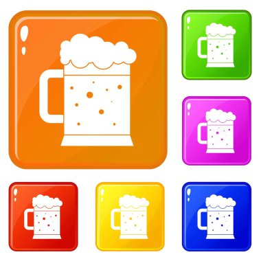 Bira kupa simgeleri vektör renk ayarlamak