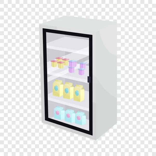 Milchprodukte im Kühlschrank des Supermarktes — Stockvektor