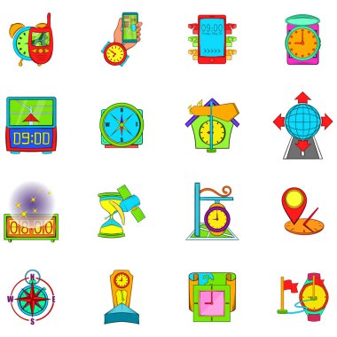 Zaman navigasyon simgeleri seti, karikatür tarzı